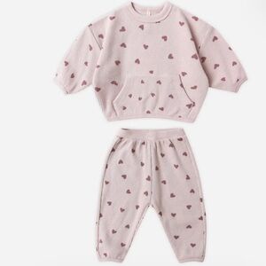 Quincy Mae Waffle Slouch Set—Hearts